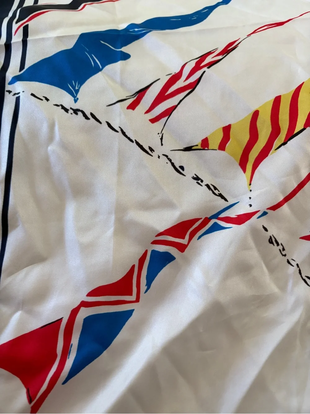 Nautical Print silk scarf Ralph Lauren  - Navy, White, Red flags boat